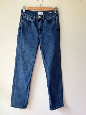 FRAME Le High Straight Jeans in Dark Wash - 27